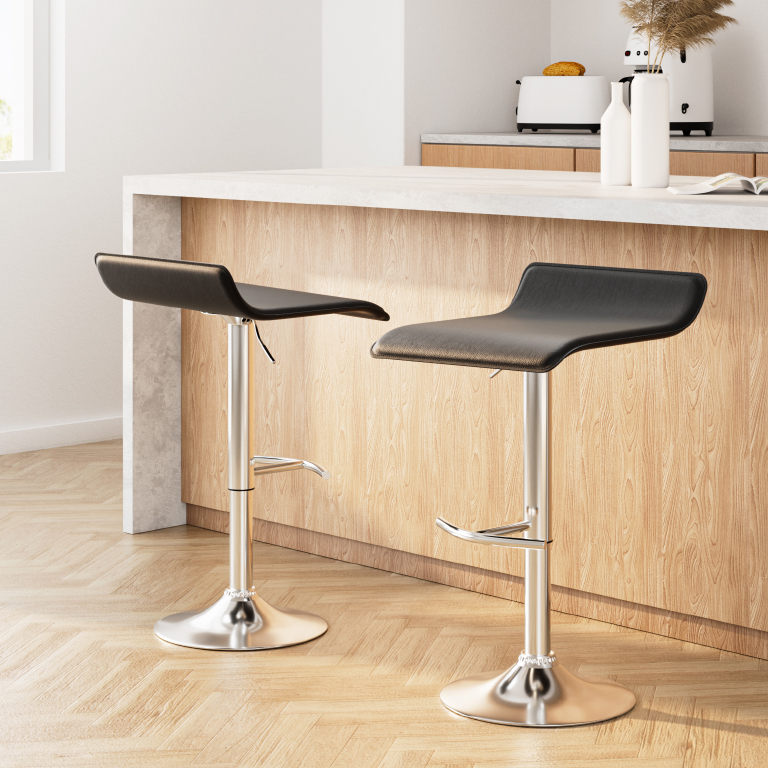 Artiss 2x Bar Stools Adjustable Gas Lift Chairs Black