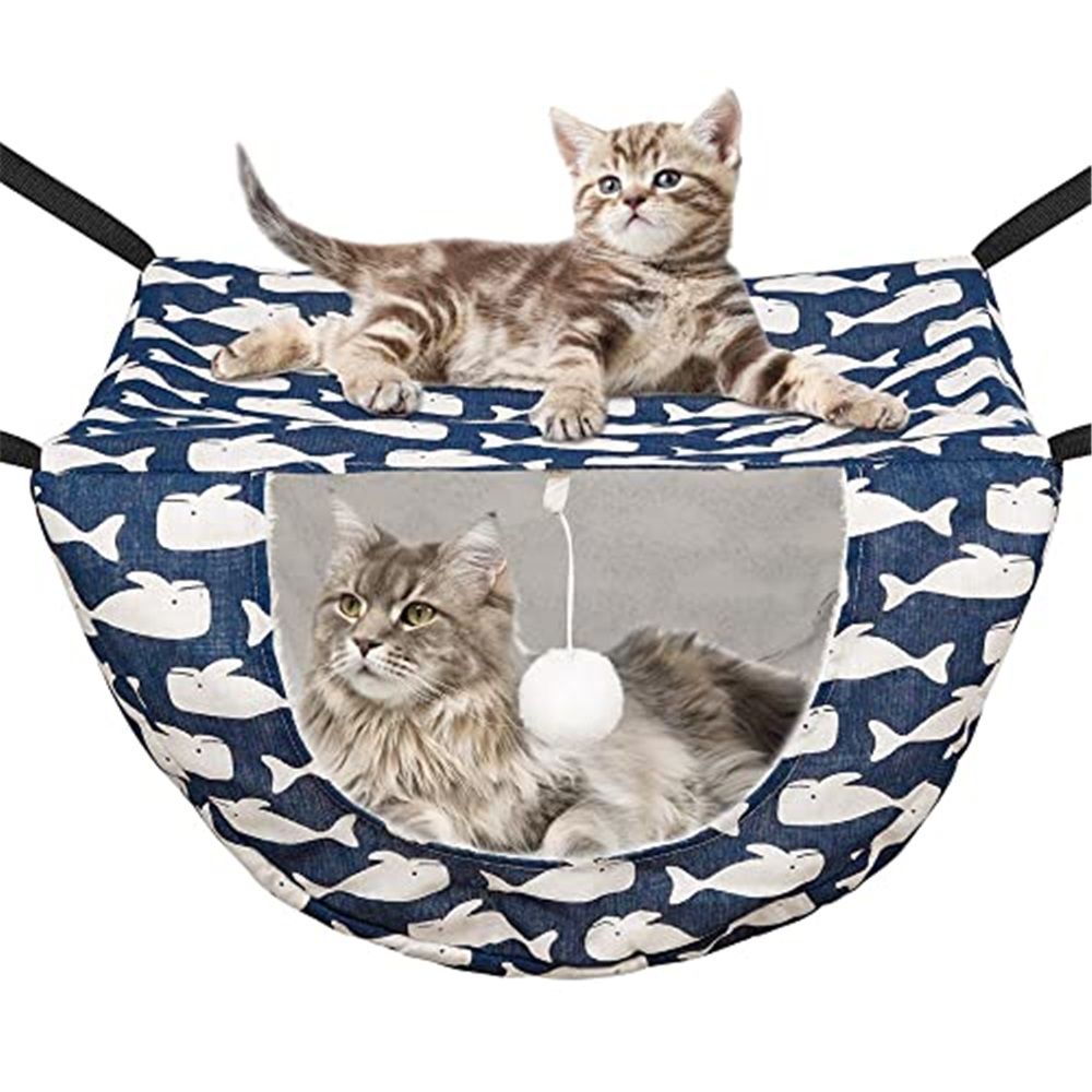 Cat Cage Hammock with Ball,Double Layer Hanging Adjustable Soft Pet Bed Suit for Kitten Ferret Puppy Rabbit or Small Pet, 2 Level Indoor Bed for All — image 3