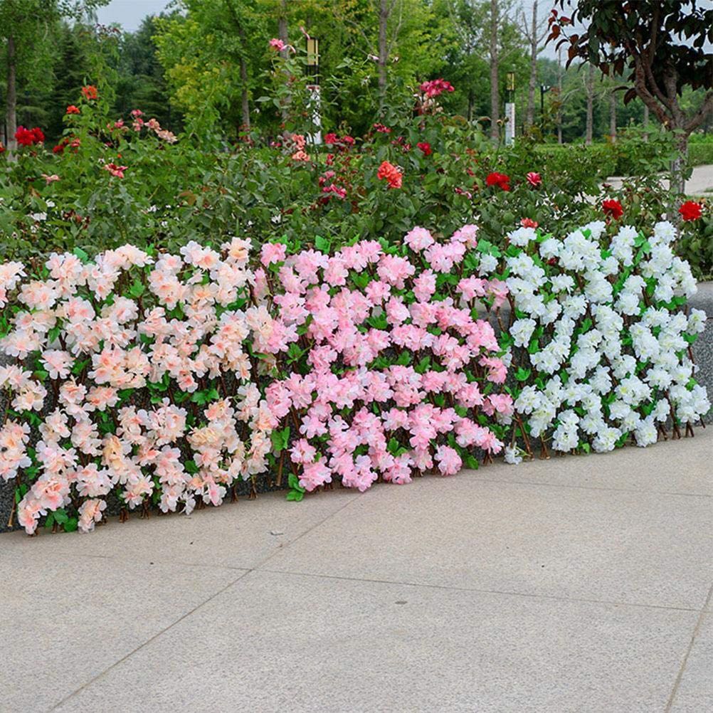Wooden Retractable Fence Expanding Fence Hedge With Artificial Flower Leaves Garden Decoration Trellis Screen — image 6