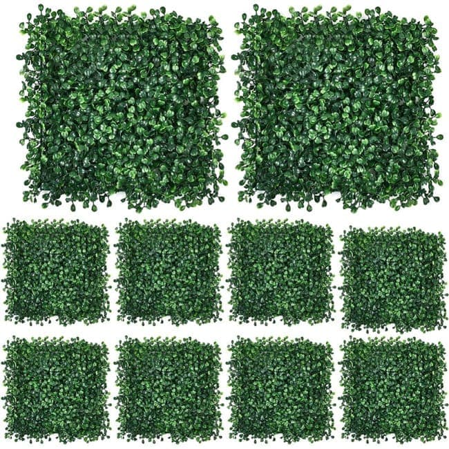 10-Pack Artificial Grass Panels 25x25 cm for Garden Party Wall Decor
