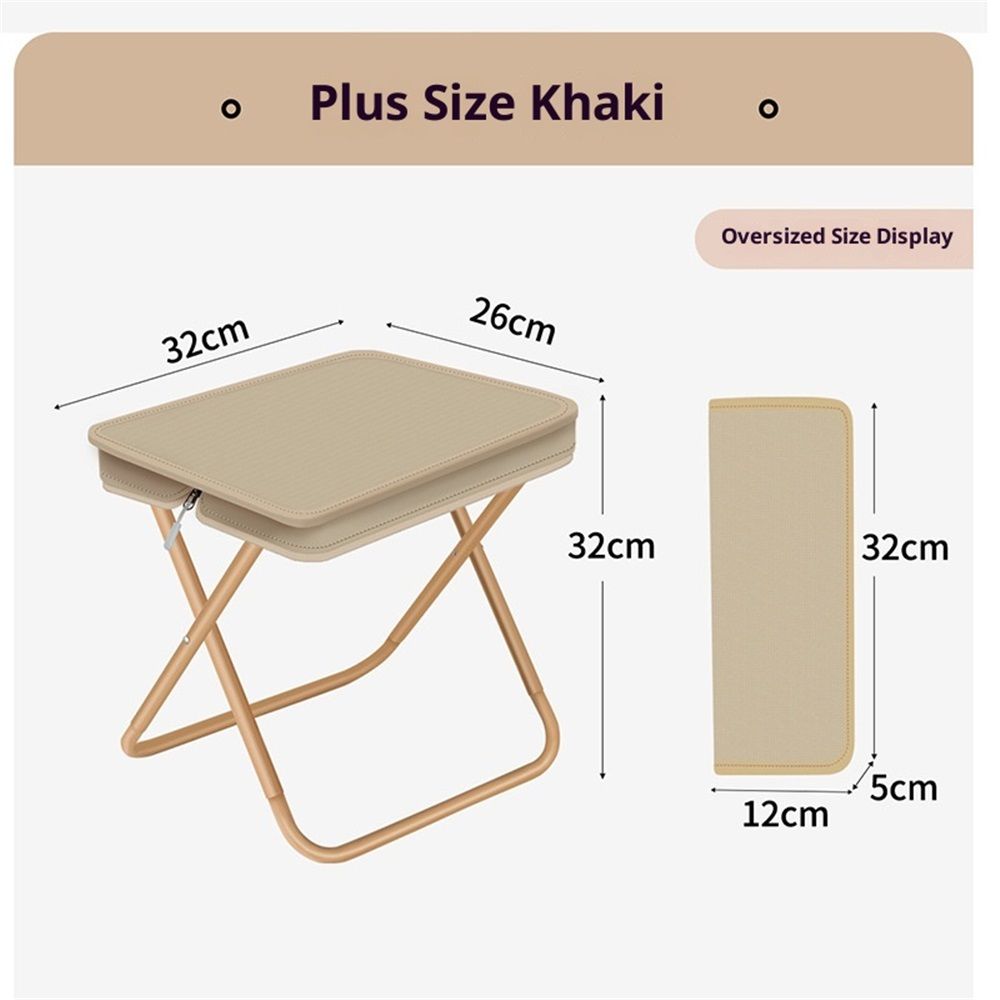12.5" Foldable Portable Camping Stool Heavy Duty 264lbs for Adults, Lightweight Travel Stool with Carry Bag, khaki β image 5