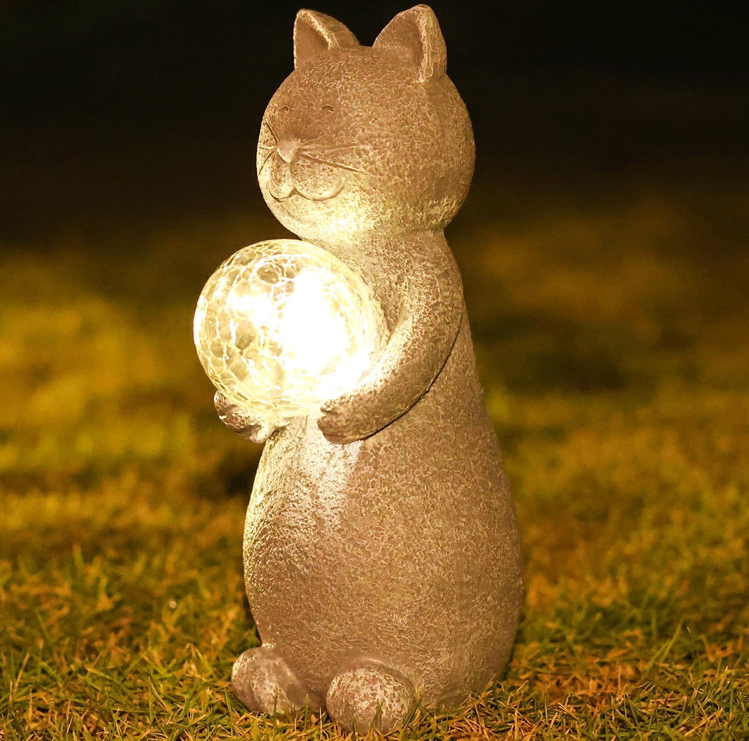 Solar Cat Statue Garden Decor - Cat Lover Gifts, with Gazing Solar LED Lights Ball Cat Decoration for Garden Yard Patio Lawn — image 5