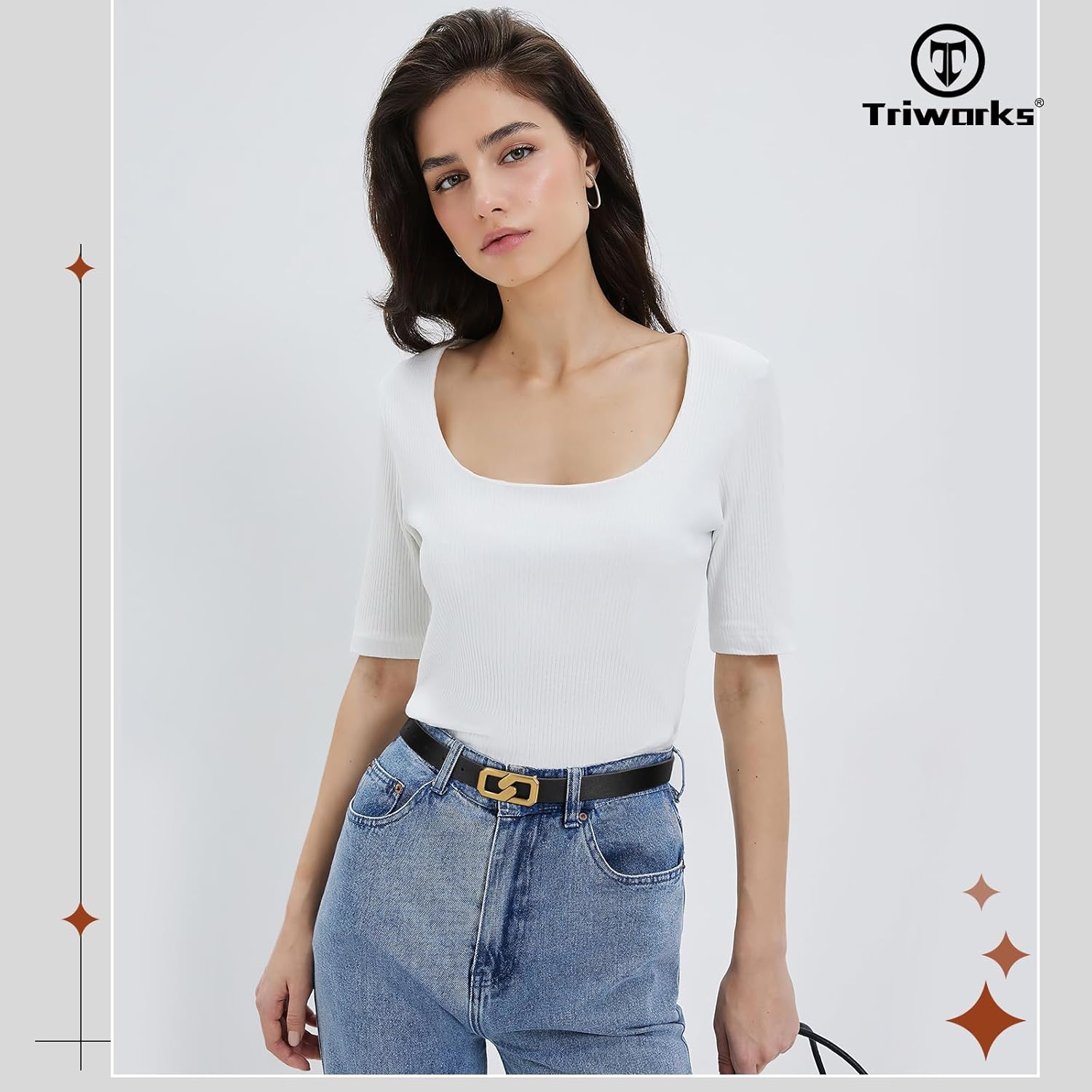 Women Reversible Leather Belt for Jeans, Ladies Waist Belt with Gold Buckle 0.9" Width โ image 4