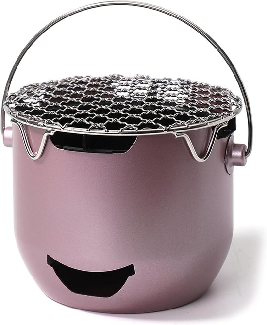 Grill - Portable Charcoal Grill - Mini Stainless Steel Charcoal Grill - Small Outdoor Grill - Suitable for Camping, Backyard BBQs, RVs and Picnics (Purple)