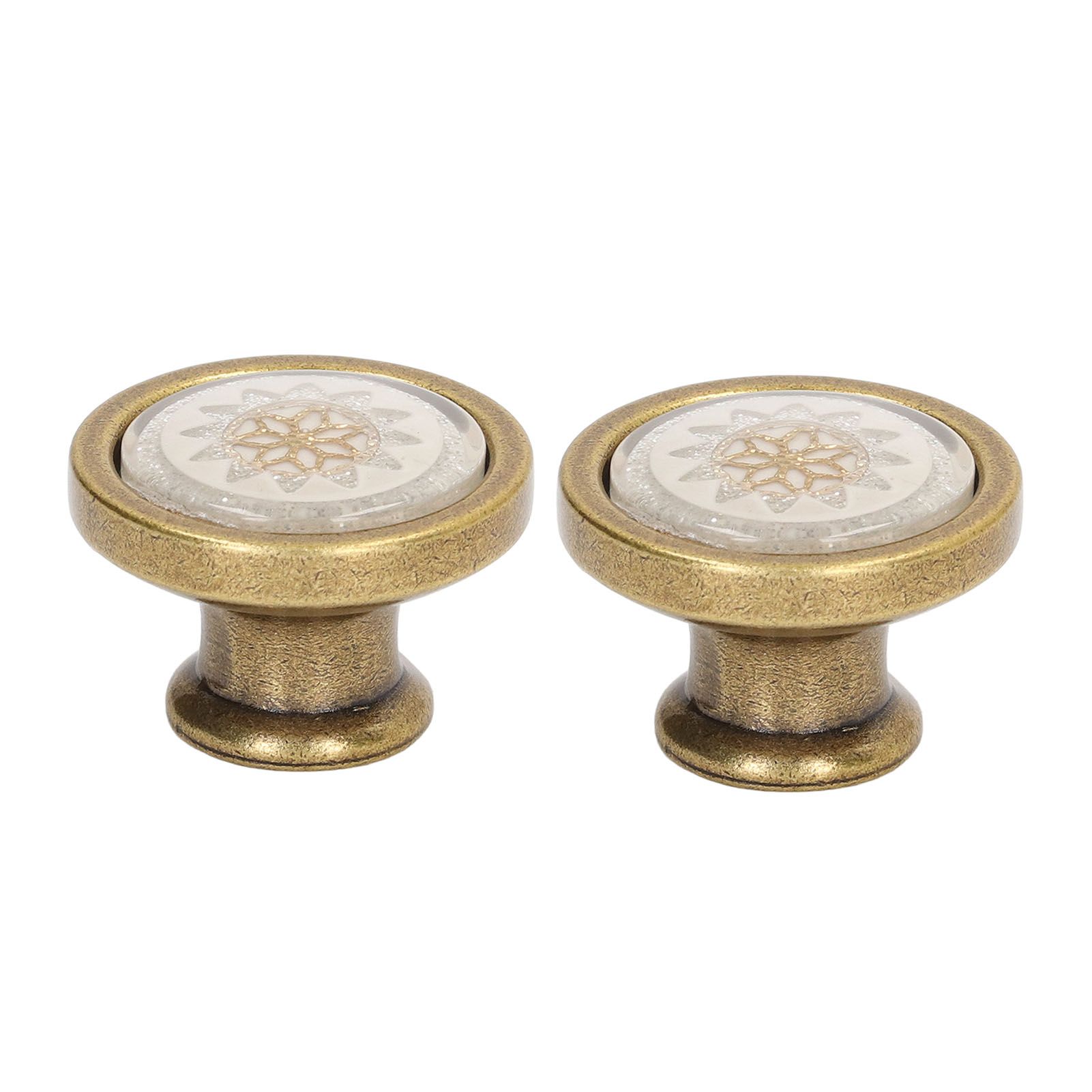 2 Sets Antique Furniture Hardware Handle Knob Zinc Alloy Round Single Hole Cabinet Door Handle Copper White — image 6