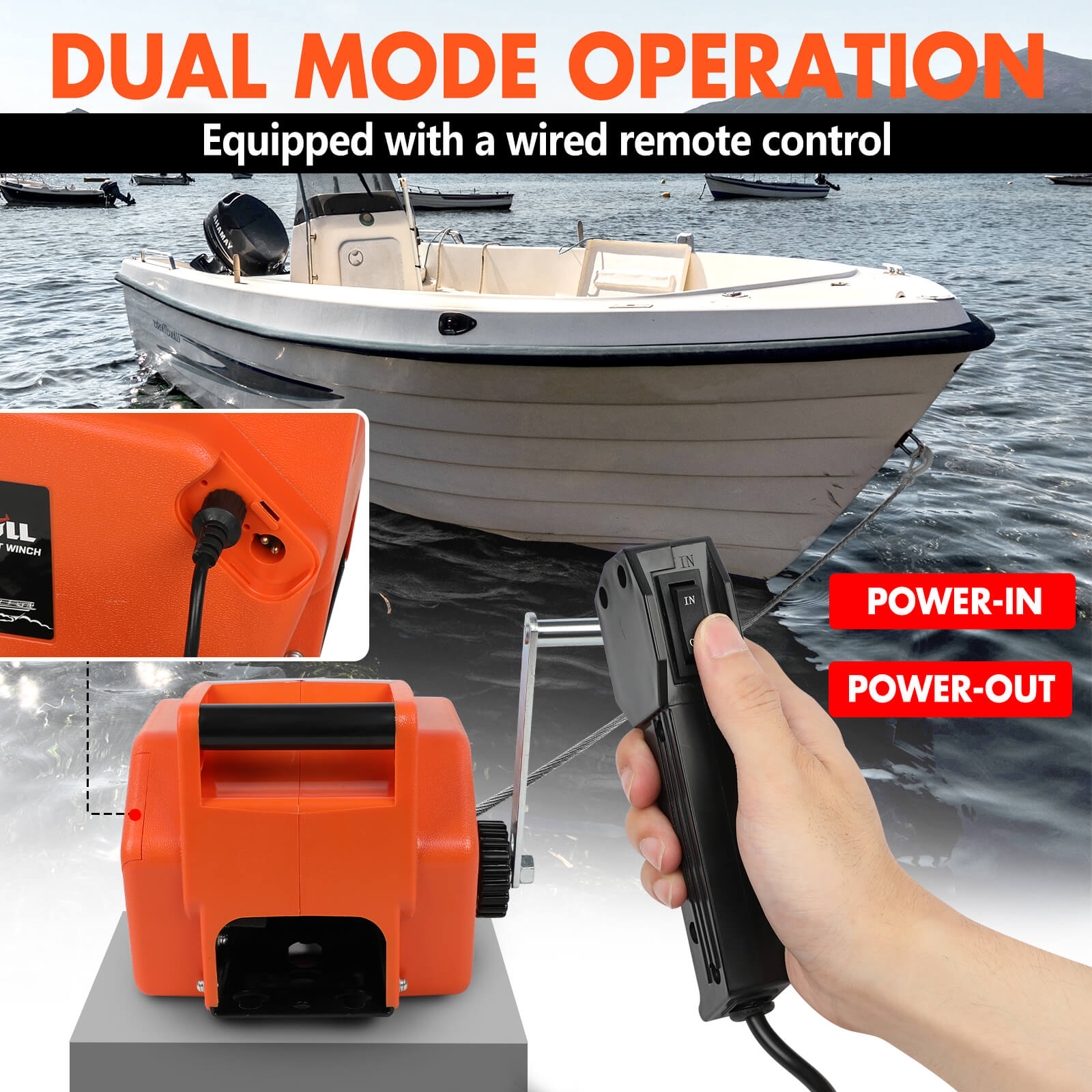 X-BULL 12V Electric Boat Winch 5000LBS Portable Wireless Remote Trailer Winch Steel Cable — image 6