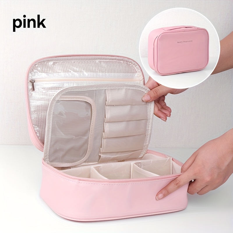 High-capacity multi-layer travel makeup organizer, featuring removable compartments and a brush holder—a portable beauty case, elegantly painted storage box — image 6