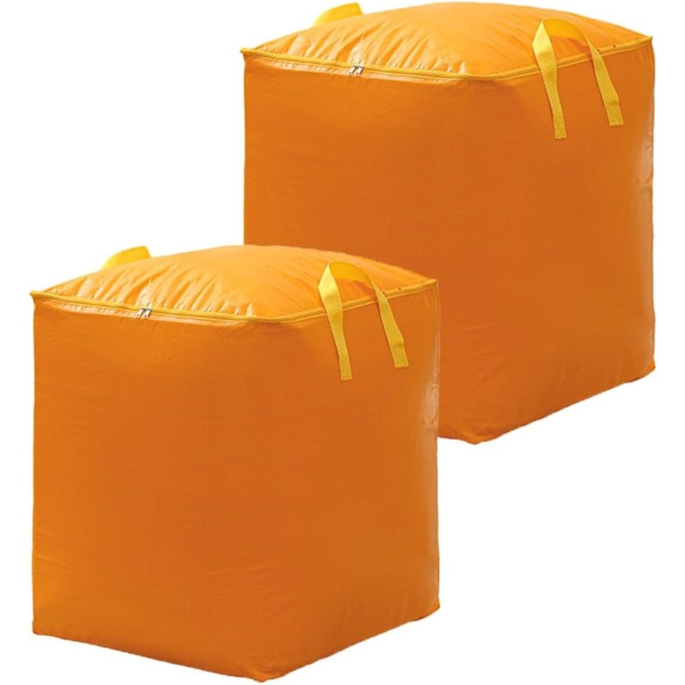 2 Pack Heavy Duty Moving Bags, Large Storage Totes with Zipper, Alternative to Moving Boxes for Storage, Seasonal Clothes, Student Moving, College Dorm (Yellow