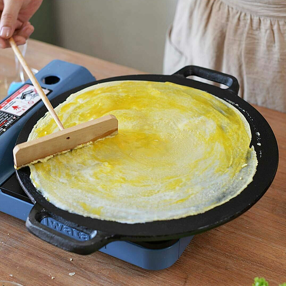 40cm Seasoned Cast Iron Induction Crepes Pan Baking Pancake Tool Pizza Bakeware โ image 3