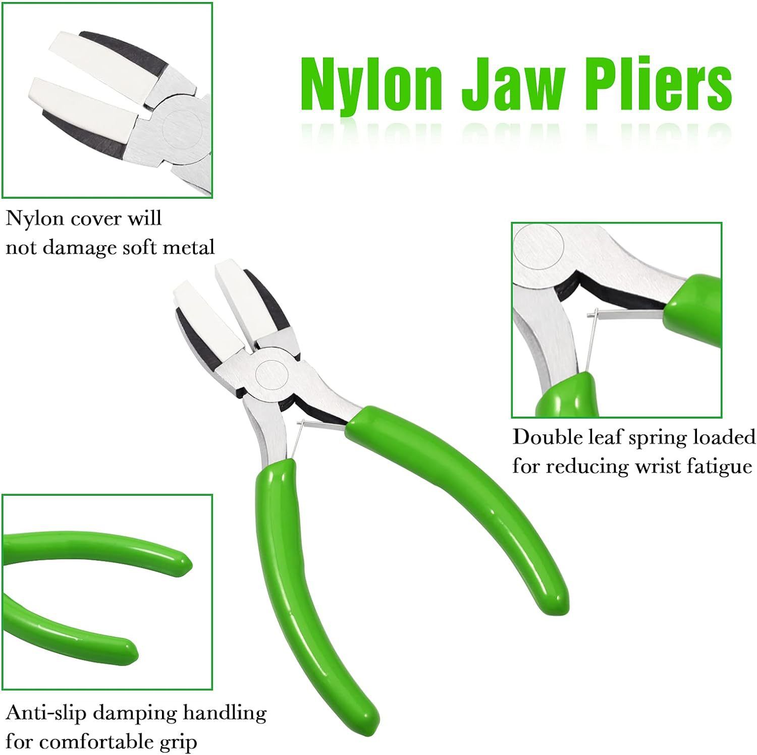 Double Nylon Jaw Pliers 5 Inches with Extra Nylon Jaws Wire Straightener Pliers with Double Leaf Spring Jewelry Making Tool for — image 4