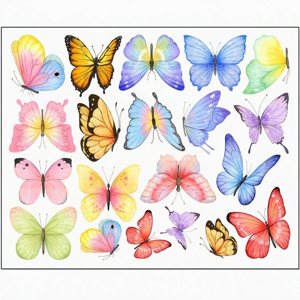 Fresh Watercolor Butterfly Wall Stickers Living Room Bedroom Background Wall Decals Children's Bedroom Children's Room