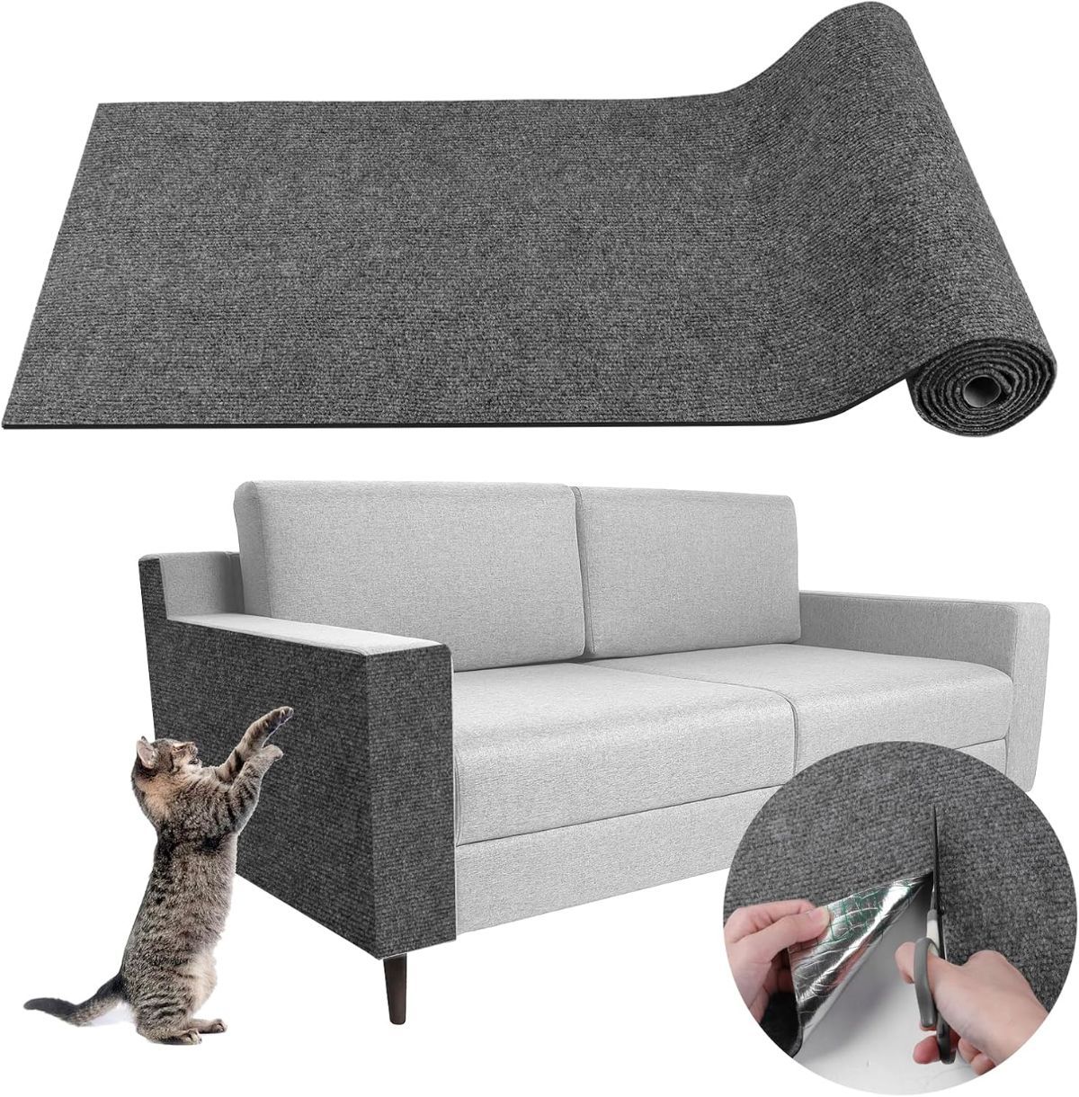 Cat Scratching Pad DIY Cat Accessory Cat Furniture Protection Cat Climbing - Dark Gray - Size 15.8''×118''