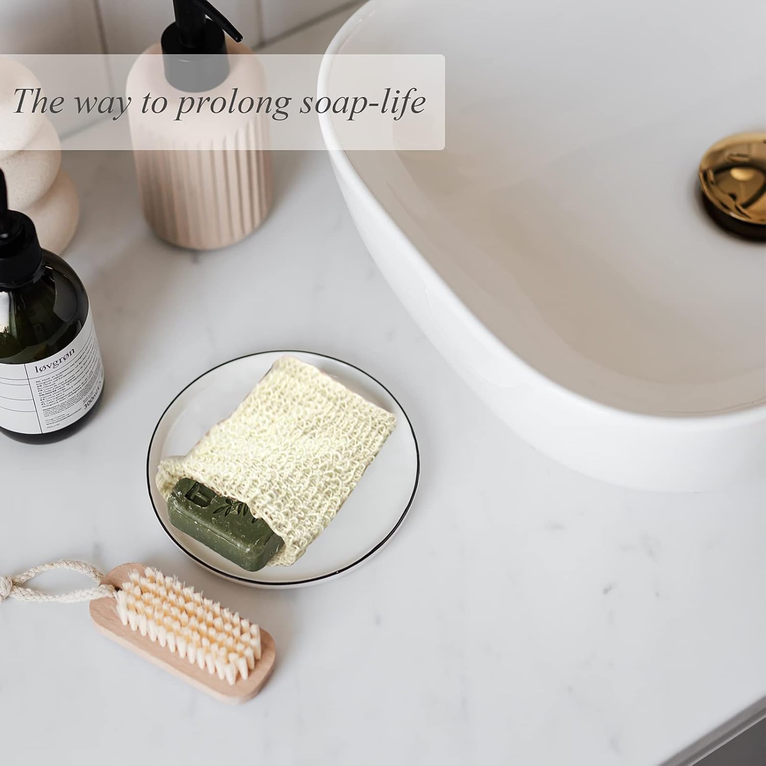 MIFASOO 5 Pack Natural Sisal Soap Saver Bag Zero Waste Mesh Bar Soap Loofah Holder Pouch for Shower โ image 3
