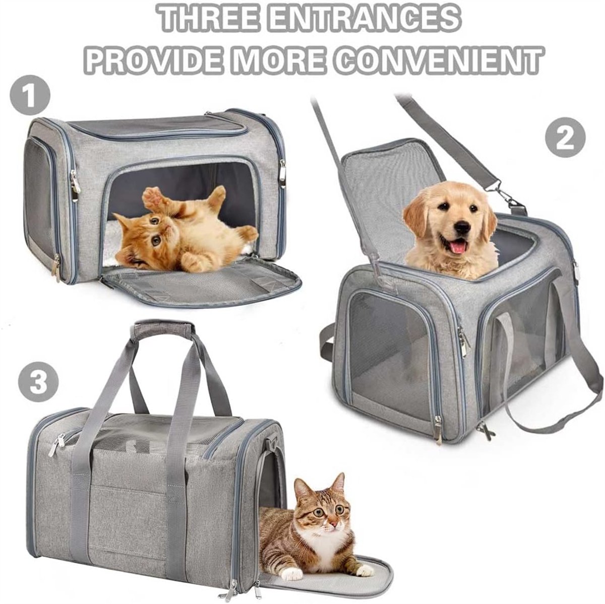 Bicycle panniers - Dog carrier bag for airplanes - Carrier bag for small dogs - Size L - Cat basket, dog basket, portable pet basket with soft sides - Foldable โ image 6