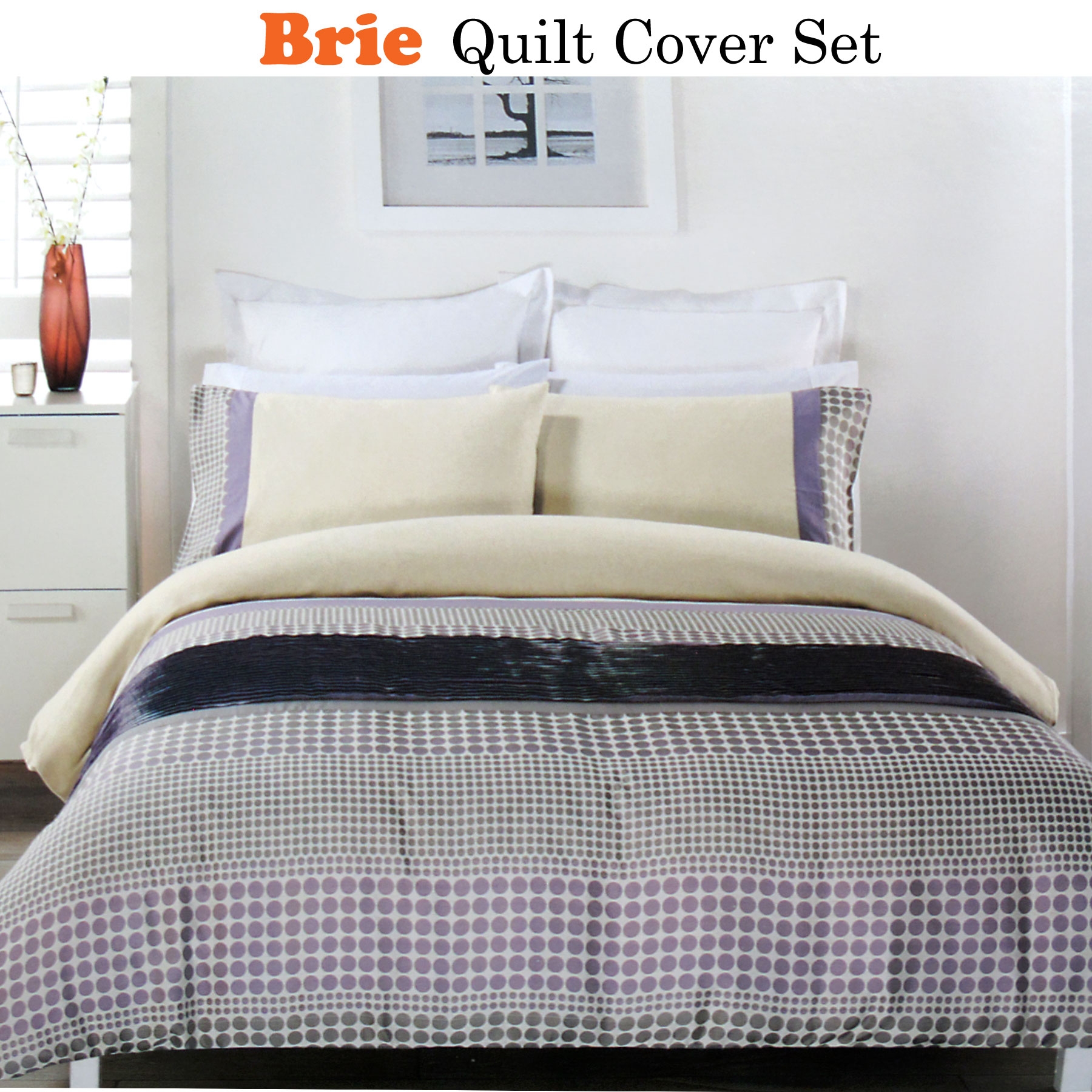 Brie Lilac Grey Quilt Cover Set KING — image 2