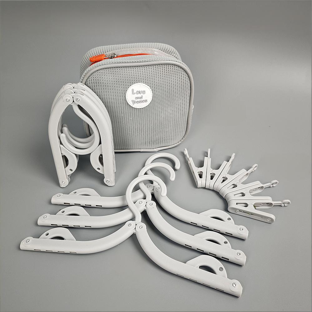 Foldable Travel Hangers with Storage Bag – 10-Piece Compact Clothes Hanger Set for Hotel, Dorm & Home Use (Grey) | Other Colors Available in Store