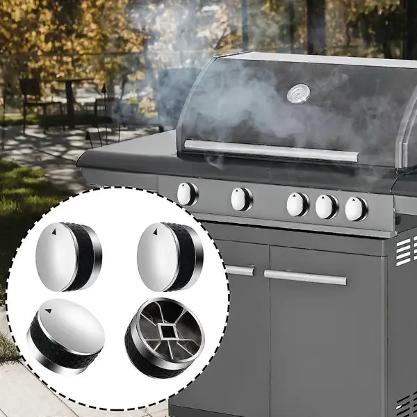 4 Pack Gas Grill Control Knobs With 6 mm and 8 mm Adapters for D Shaft Valves BBQ Grill Stove Oven Silver — image 4