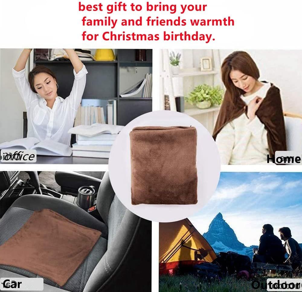 USB Heated Warm Fleece Shawl & Wrap Intelligent Electric Heating Blanket for Home, keep shoulders warm and cozy(Coffee)