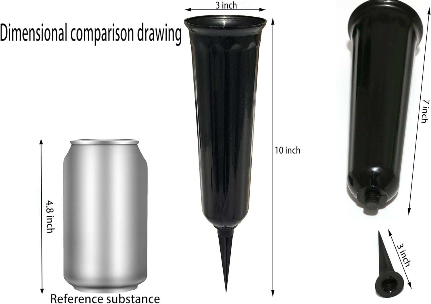 Memorial Floral Vases, Cemetery Vase, Headstones Flower Holder, Grave Cone Vase, Flower Pots for Outdoor Plants, Decorative Plastic Containers (Set of 6 — image 2