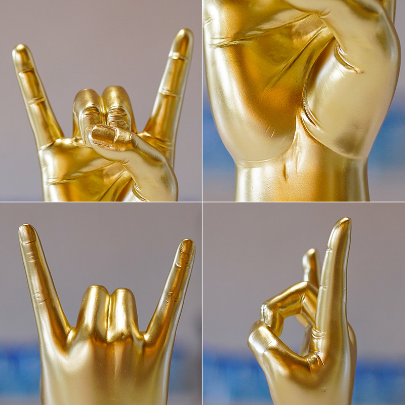 White Right Hand Resin Rock and Roll Hand Figurine - Stylish Desk and Living Room Decor โ image 2