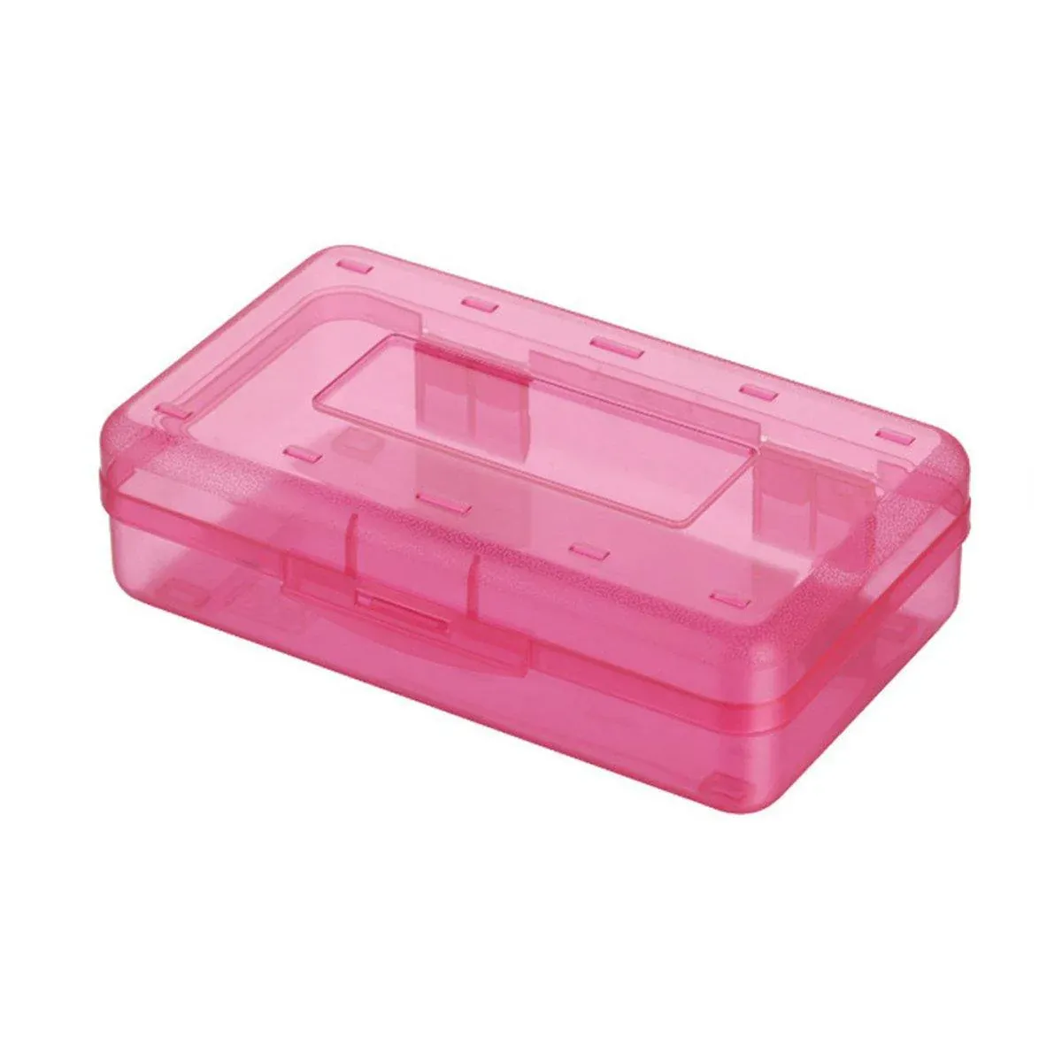 Large Capacity Transparent Plastic Pencil Case Multifunctional Student Art Box - Red