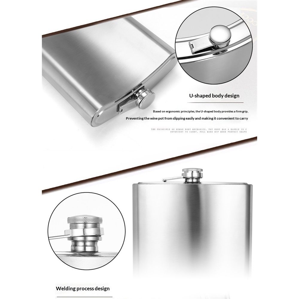 64 oz Classic Style Stainless Steel Liquor Whiskey Hip Flask Silver Vegan Leather Flask Case, Portable Pocket Belt Bag Compatible Protective Travel Holder for — image 4