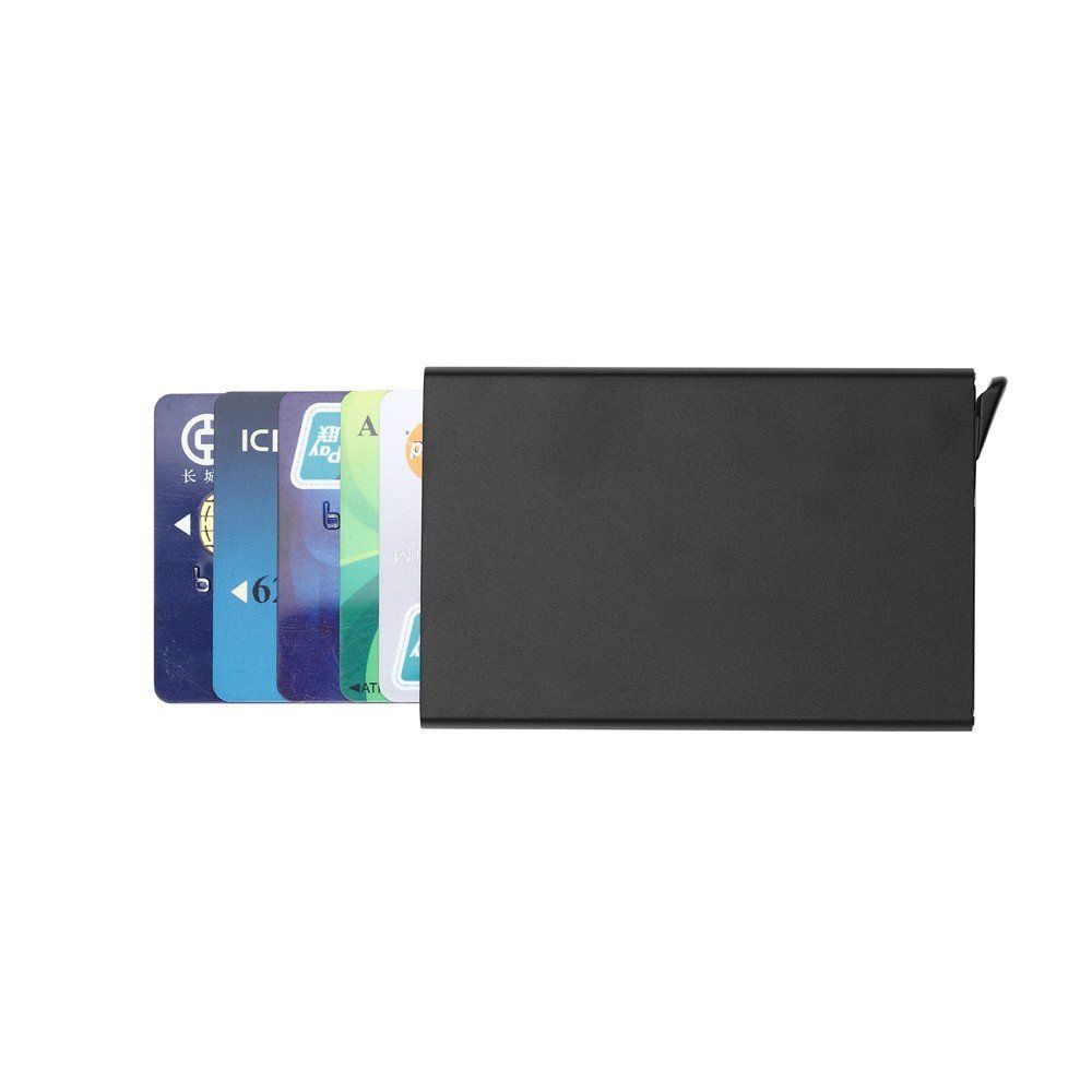 Aluminum Pop-Up Card Holder RFID-Safe Black Case โ image 3