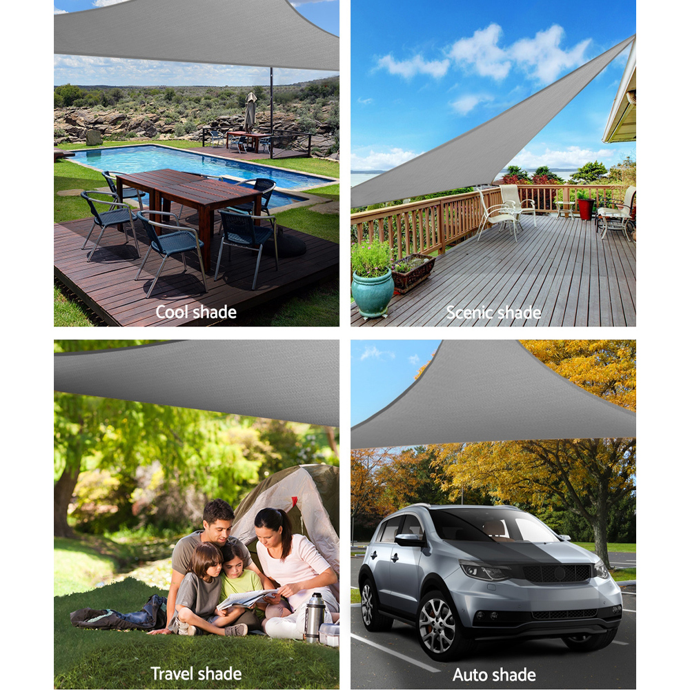 Instahut Shade Sail 3x3x4.3m Triangle 280GSM 98% Grey Shade Cloth โ image 4