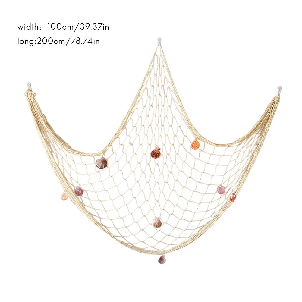 Decorative Fishing Net Wall Decor with Seashells Nautical Style Wall Hangings Ornament — image 3