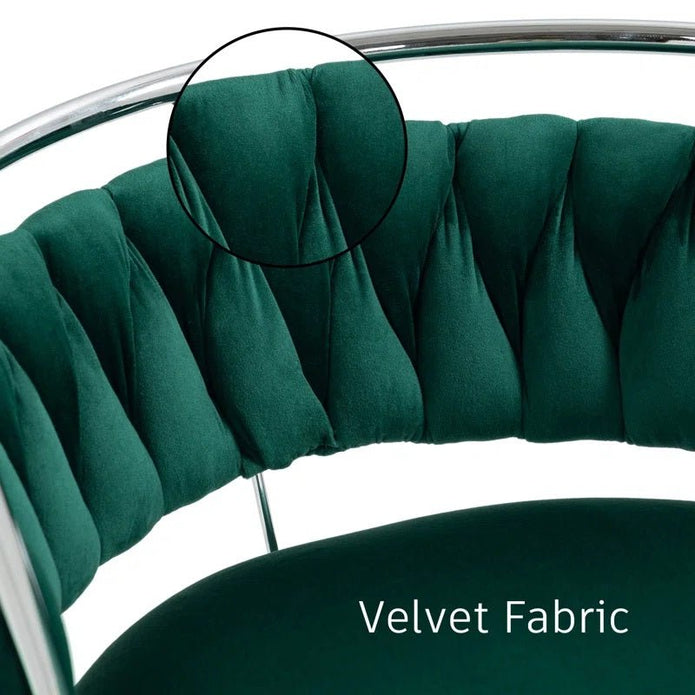 SERENITà Silver Swivel Upholstered Velvet Adjustable Height Counter Stool with Metal Frame Emerald Green (Set of 2) — image 3