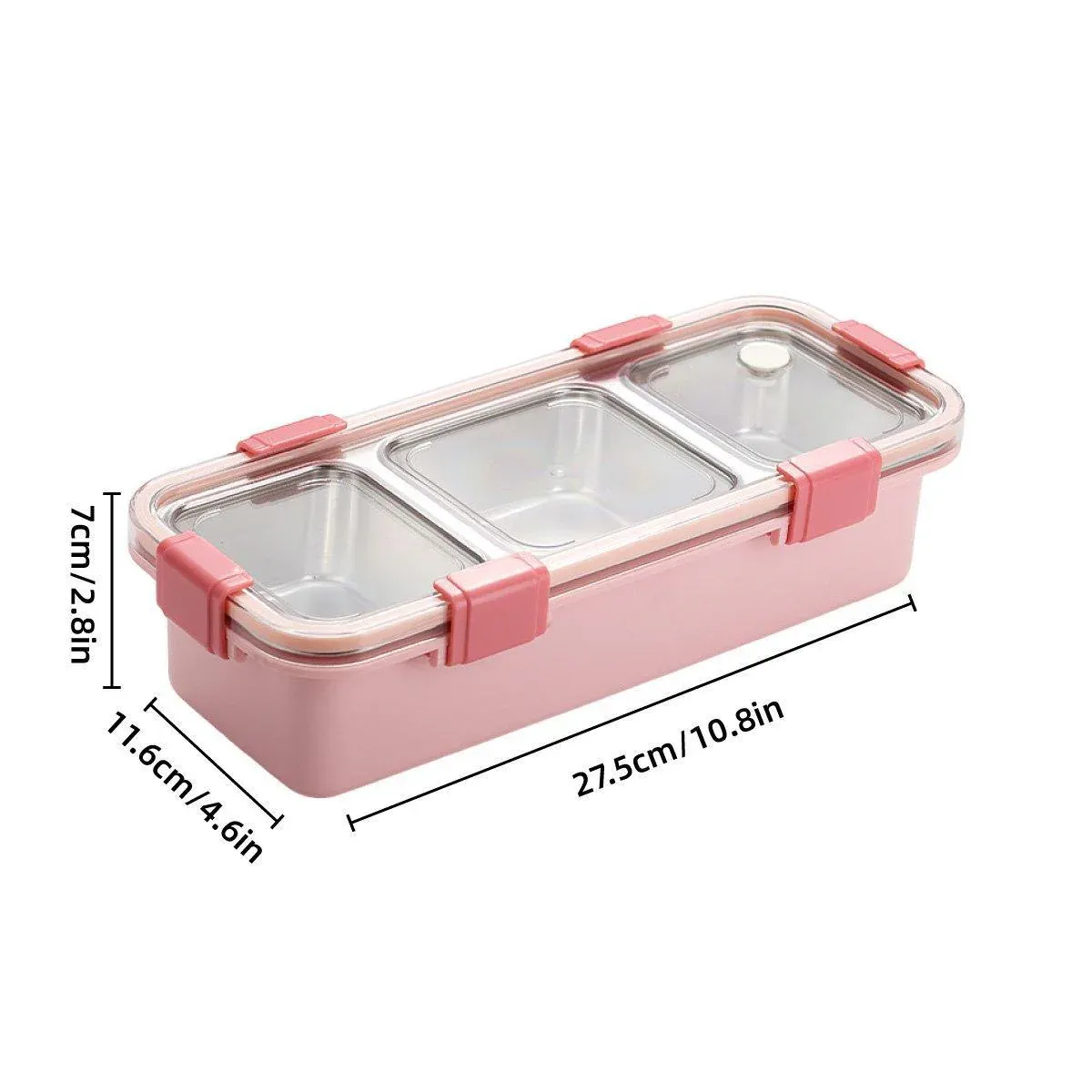 Stainless Steel Lunch Box Compartment Bento Box Food Container for Meal Prep Use - Pink โ image 4