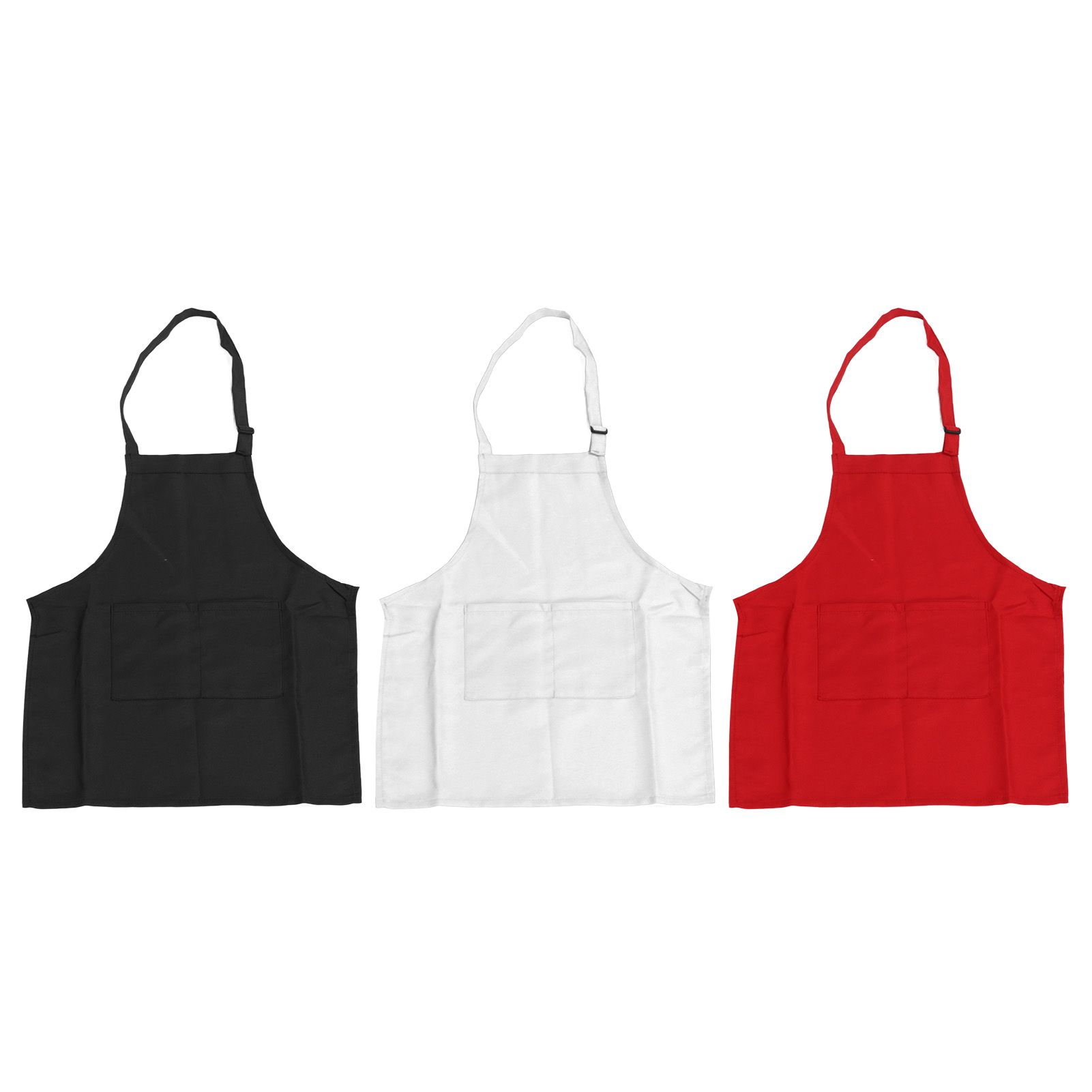 3Pcs Children Aprons Baking DIY Kids Aprons with Pockets for Boys Girls Aged 3‑6 White Red Black M Size 56cm Length — image 2