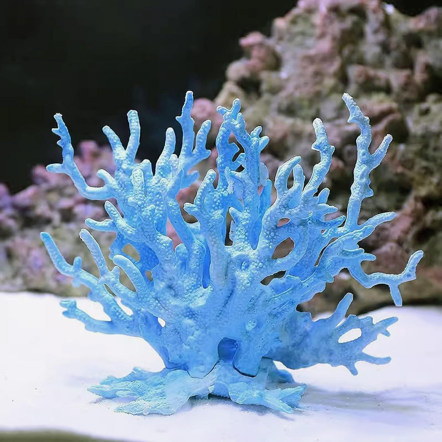 2pcs Artificial Aquarium Coral Ornament Plastic Fish Tank Plants Decoration for Aquarium Landscape (white+blue) — image 4