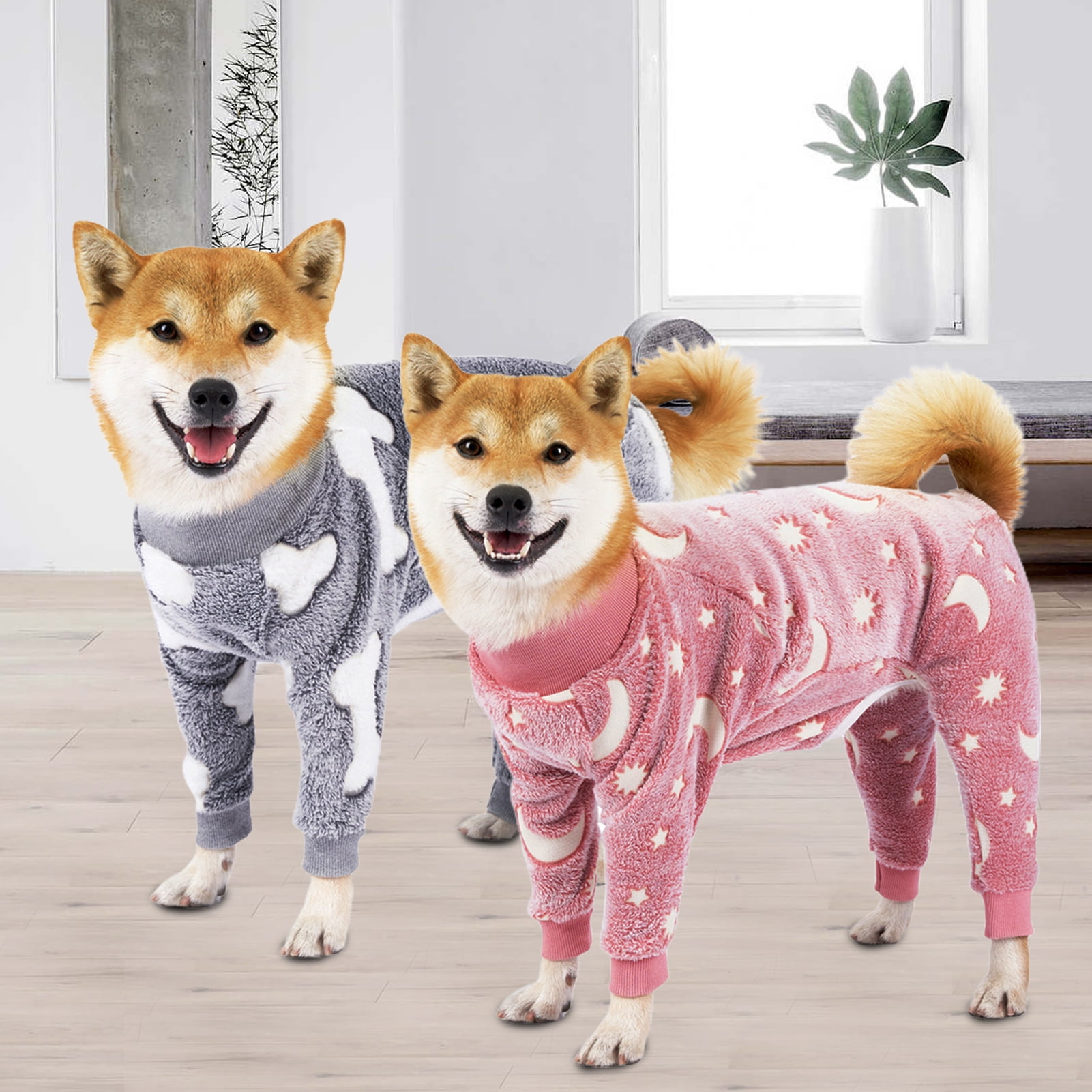 Turtleneck Dog Clothes Pajamas,Autumn Winter Dog Jumpsuit Coat,Winter Soft Warm Flannel Pajamas Jumpsuit for Medium Large Dog M Grey โ image 5