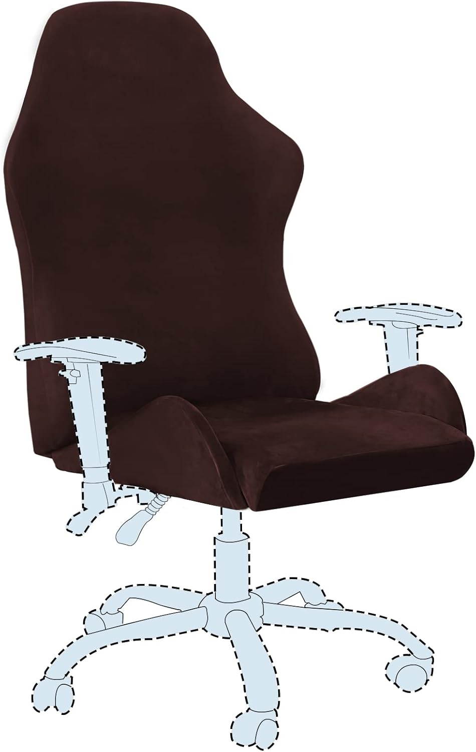 Gaming Chair Covers Slipcover Stretch Seat Chair Cover for Leather Computer Reclining Racing Ruffled Gamer Chair Protector Without Chair 2 piece,Brown