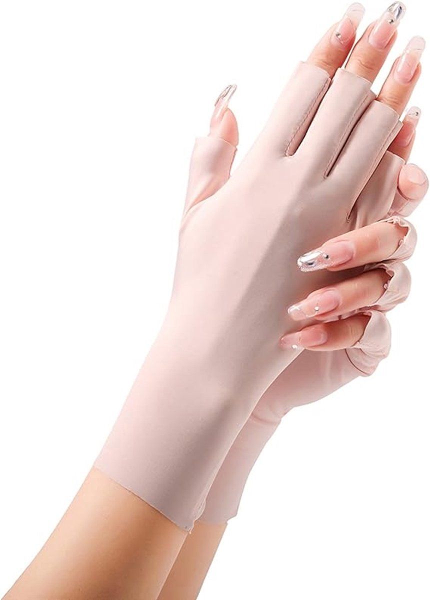 2 Pairs of women's UV, protective gloves, women's fingerless summer gloves, driving gloves with sun protection, touchscreen mittens, black — image 4