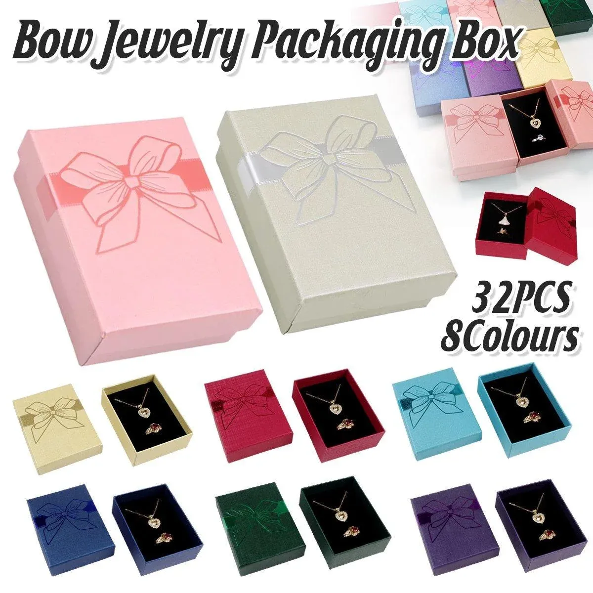 32pcs Jewelry Storage Box Necklace Pendant Ring Organizer Gift Packaging - Blue โ image 2