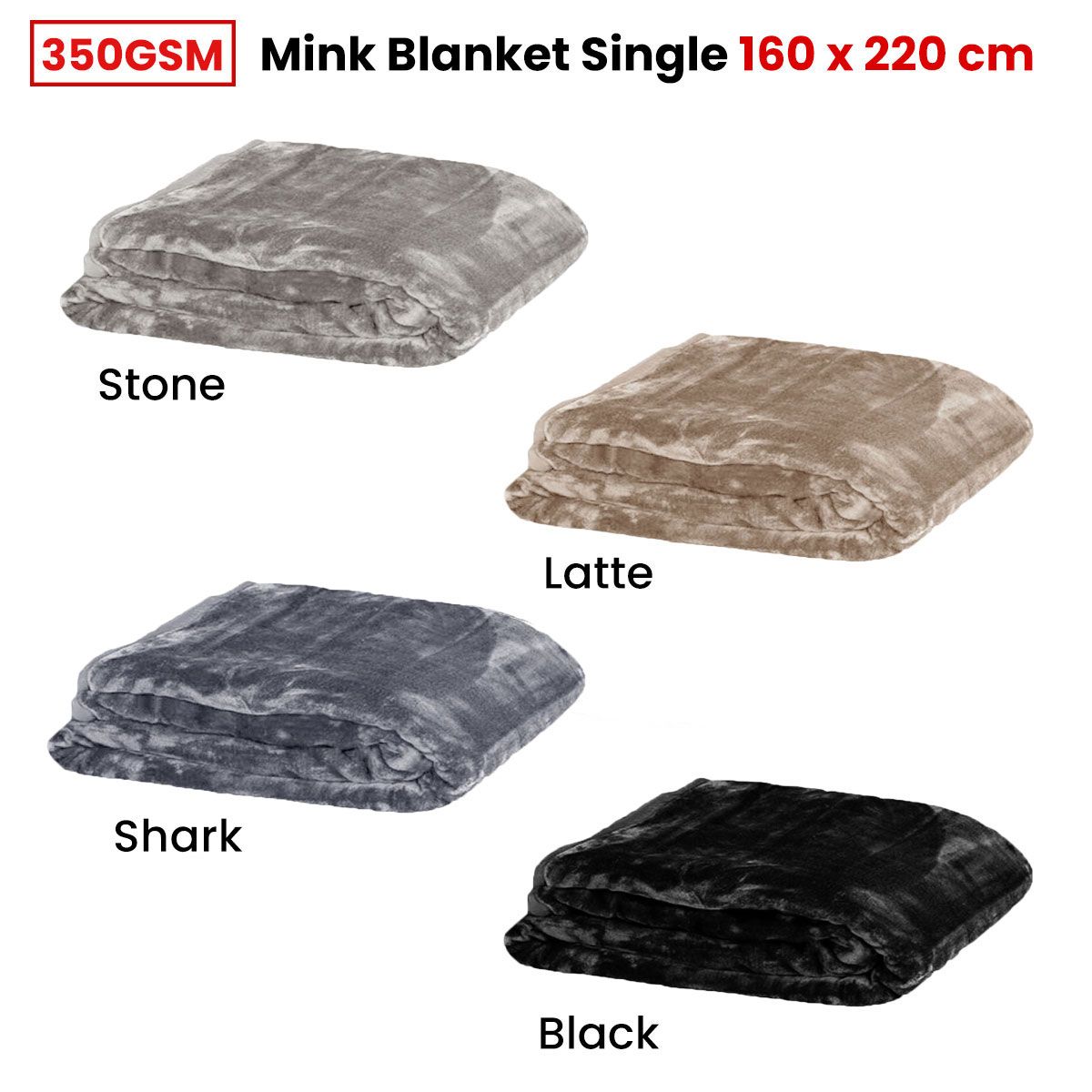 350gsm Soft Plain Faux Mink Blanket Single / King Single 160x220 cm Latte — image 2