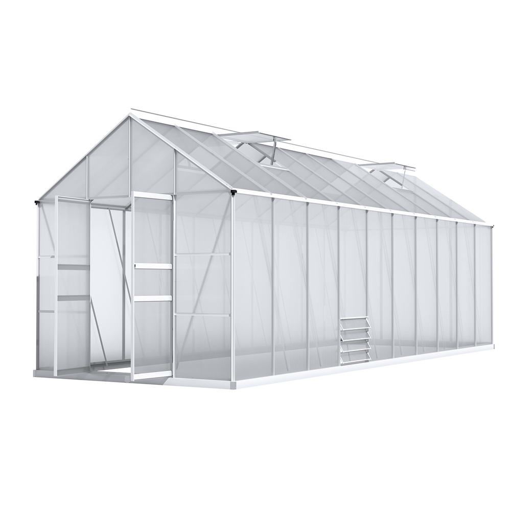 Green Fingers Greenhouse 6.03x2.44x2.68M Double Doors Aluminium Green House Garden Shed