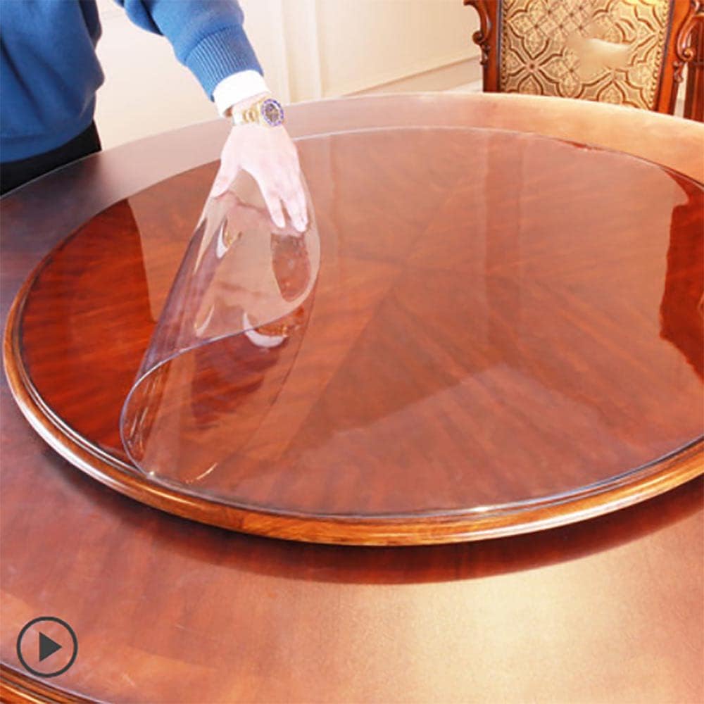 Clear Plastic Tablecloth Protector Round Table Transparent Cover Vinyl Table Cloth for Kitchen and Home Table (22 inch Diameter, 2.0mm Thick)