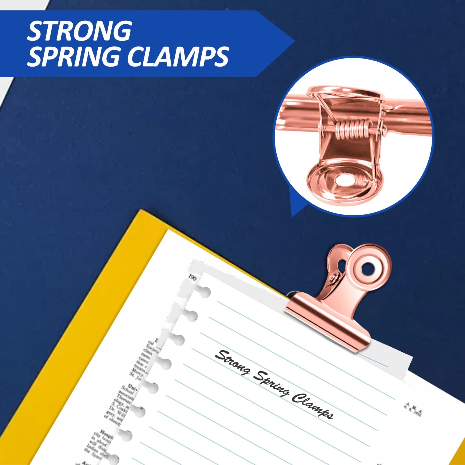 30 Pack Small Bull Clips 1.22 Inch Mini Metal Hinge Clips Binder Paper Hinge Clip for Office, School, Shops, Rose Gold, 31mm โ image 2