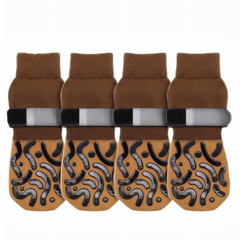 Anti-Slip Dog Socks with Adjustable Velcro, Non-Slip Grip Paw Protector for Indoor Floors & Outdoor Walks, Soft Breathable Pet Booties with Reflective Strips