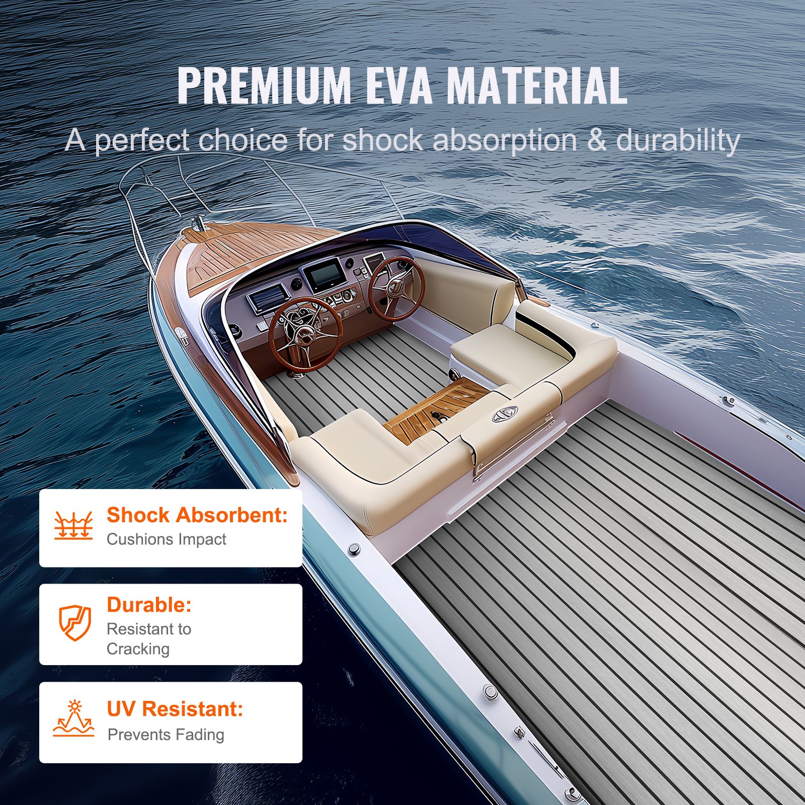Boat Flooring, EVA Foam Boat Decking 94.5" x 35.4", Non-Slip Self-Adhesive Flooring, 23.2 sq.ft Marine Carpet for Boats, Yacht, Pontoon, Kayak Decking โ image 4
