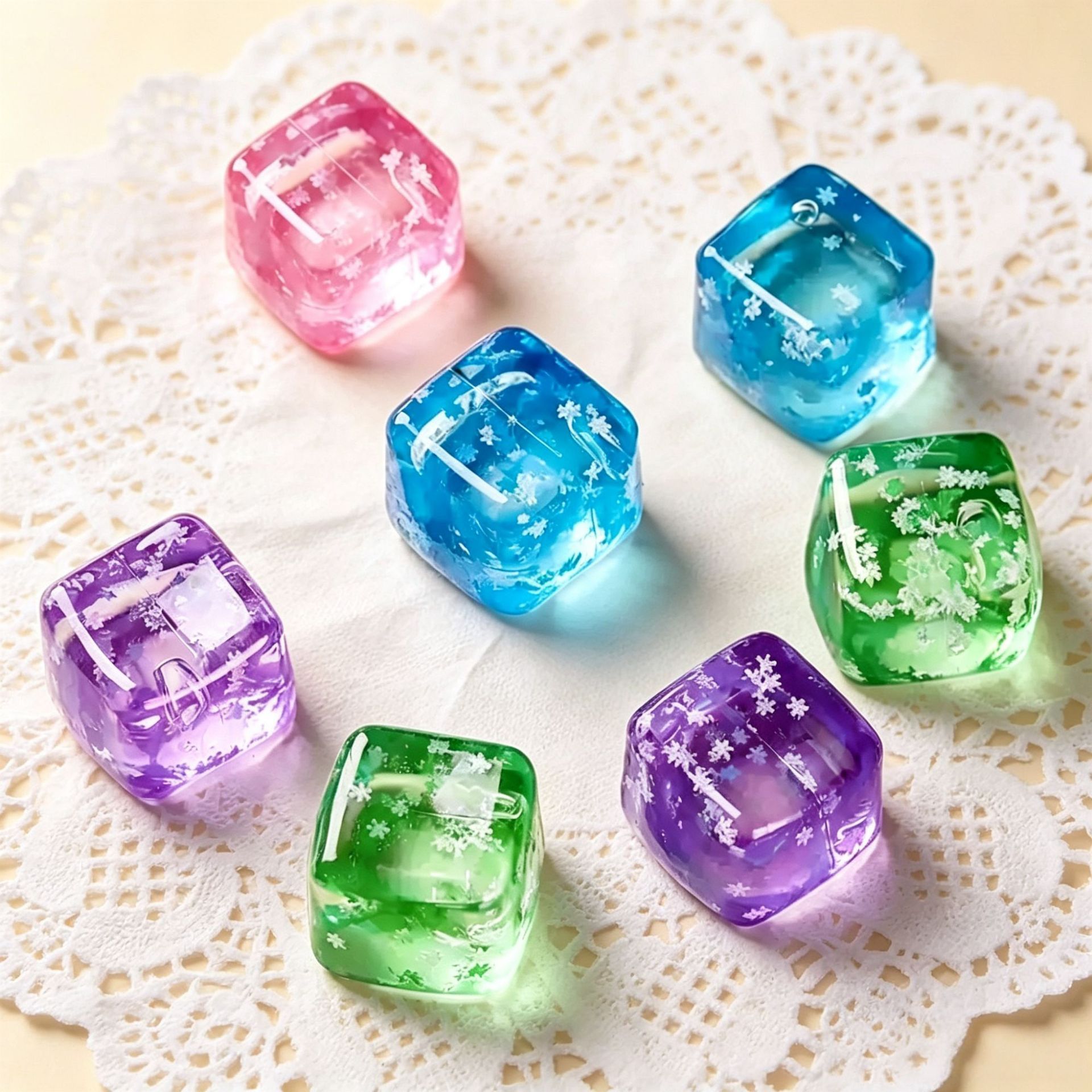 Snowflake Ice Cube Squishy Toy Pink โ image 2