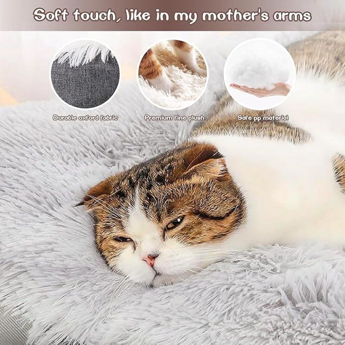 Winter Warm Pet Bed, Washable Cat Bed and Mat (2-in-1), A cozy sleeping place for cats and dogs, Thickened, 60 × 50 cm, Grey — image 4