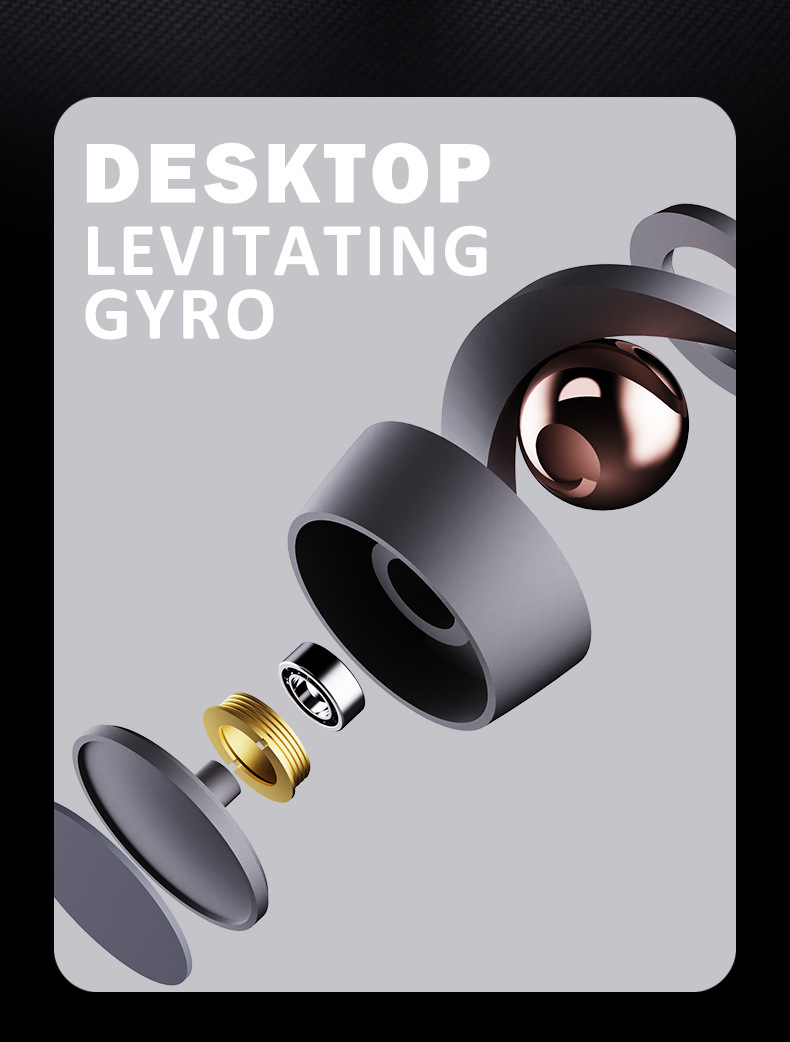 Desktop Levitating Gyro,Magnetic Floating Desk Toy for Stress Relief, Elegant Design-black — image 6