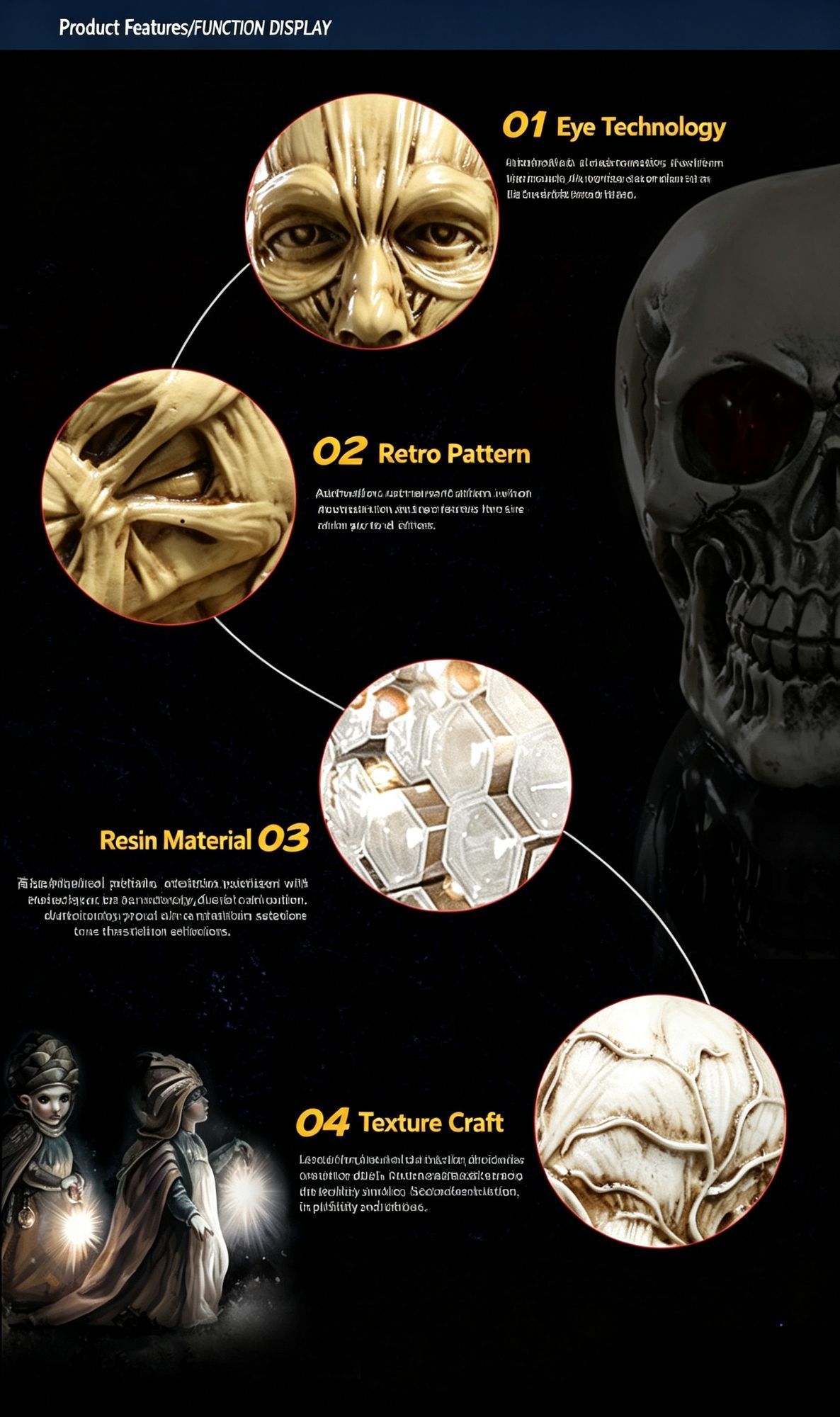 Resin Full Skull Sculpted Goblet 2 PCS, Bone‑textured Stem, Stainless Steel Inner Cup for Christmas & Halloween Home Party Decoration — image 2