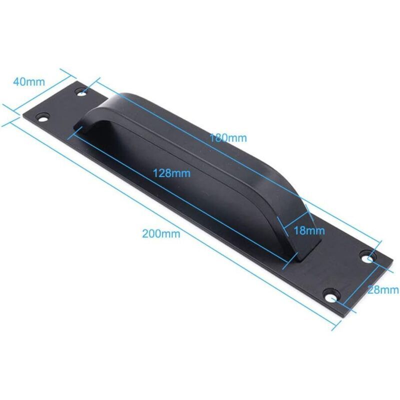 2 Pack Sliding Door Handle, Aluminum Alloy Cabinet and Cupboard Handle, Black, 20 x 4 cm — image 2