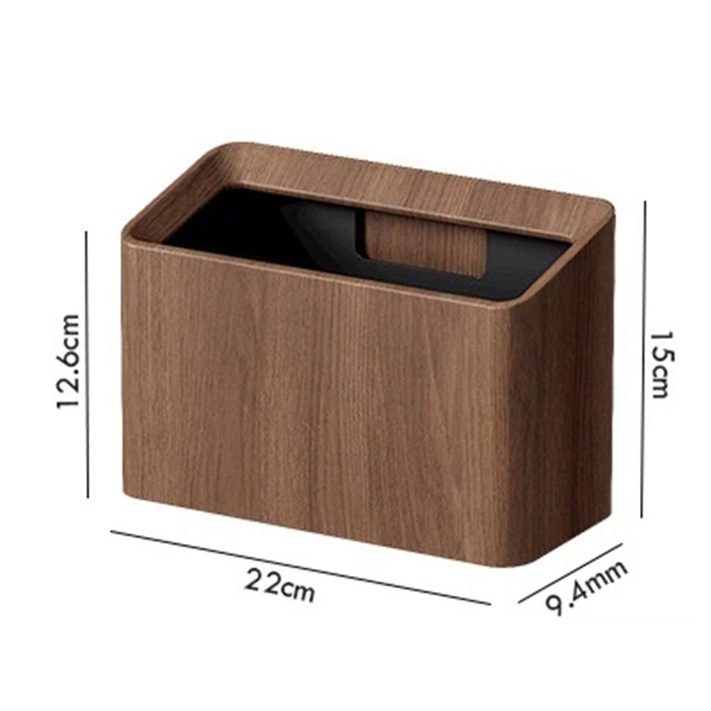 Mini Desk Trash Can, Desktop Trash Can Wood Grain, Uncovered Retro Wastebasket for Kitchens, Offices, Living Room, Makeup Table (Walnut color ) — image 5