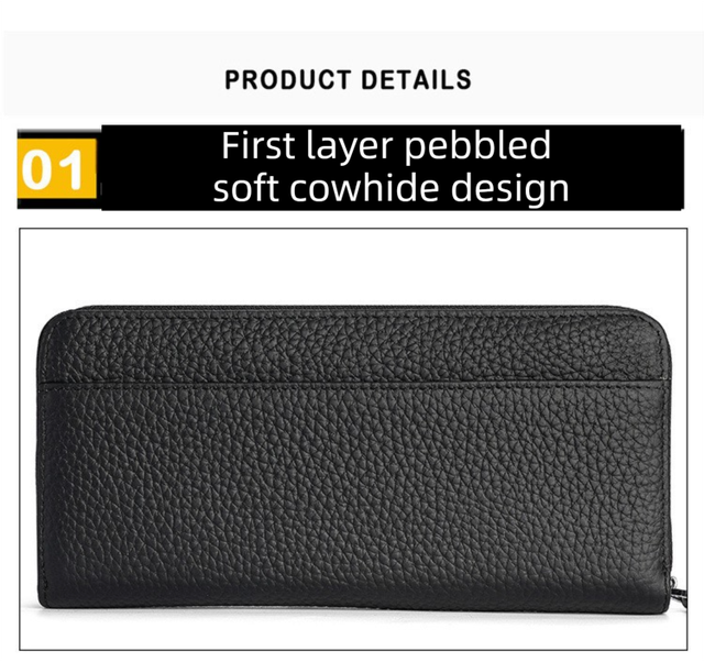 Caramel Genuine Leather Women's Long Wallet with RFID Blocking & Hidden NFC - Large Capacity Phone Purse with 180° Zipper Closure, 18 Card Slots, Coin/Cash — image 6